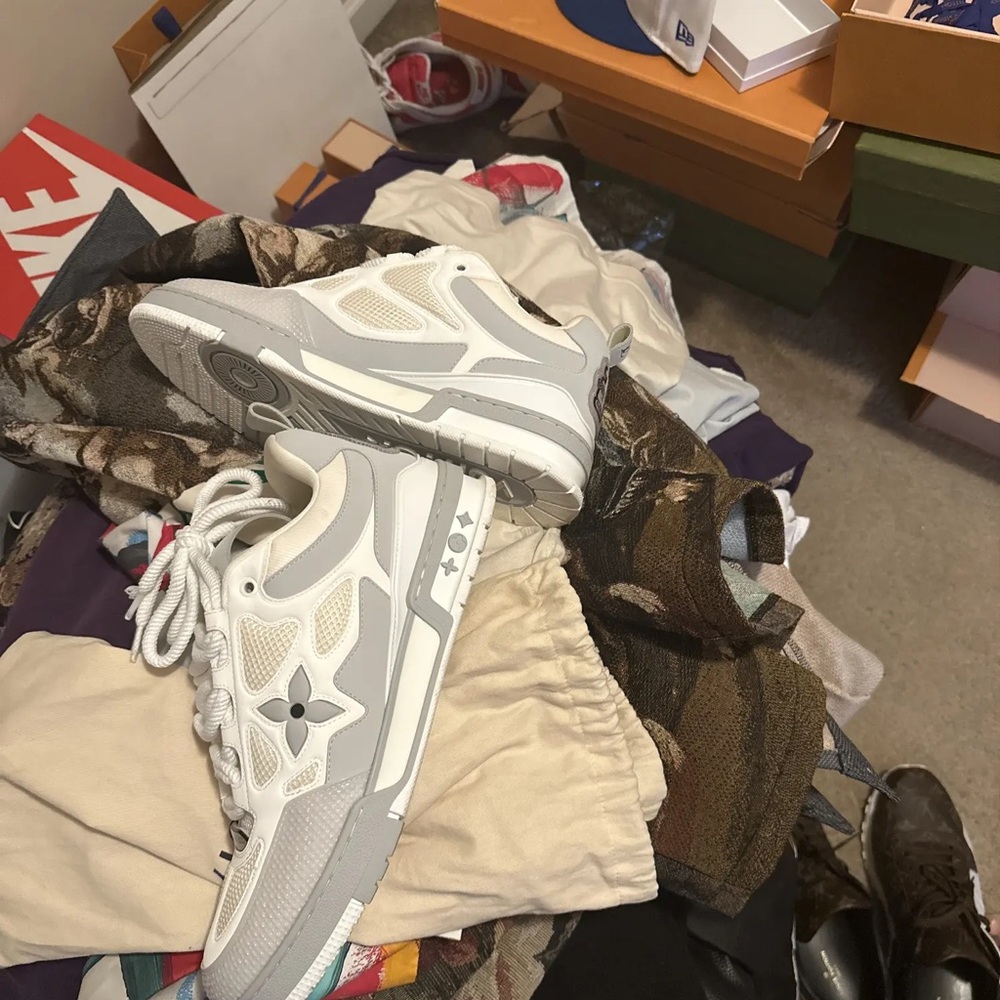 Louis Vuitton White and Gray Sneakers